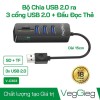 Hub Chia USB Veggieg V-C303 (2.0) 3USB+Đọc Thẻ Chính Hãng (Full VAT)