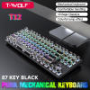 Keyboard phím T-wolf T12 Punk mạ bạc Led USB Black