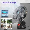 Quạt Sạc Pin Lồng Sắt Cánh Nhựa (Pin 10 cell ) Cố Định-Nút Bật 2 Chế Độ ( 1 cục pin )