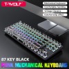 Keyboard phím T-wolf T75 Punk mạ bạc Led USB pink