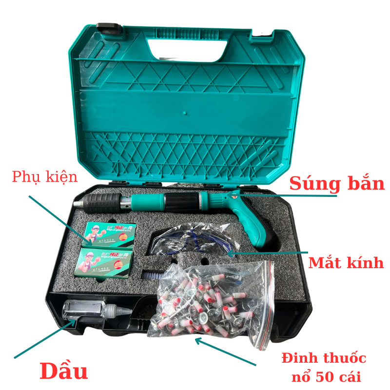 Máy bắn đinh bê tông không dây ( kèm phụ kiện )